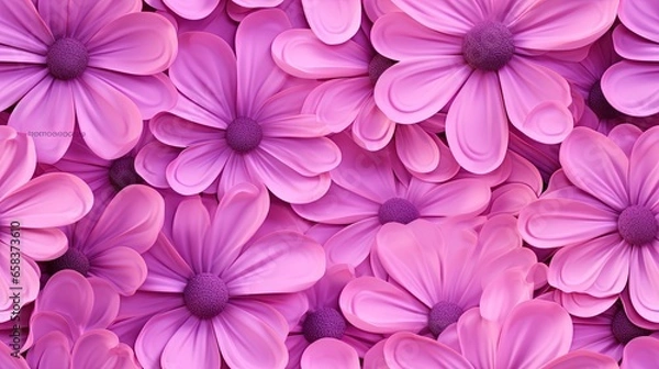 Fototapeta  a large group of pink flowers with purple petals on them.  generative ai