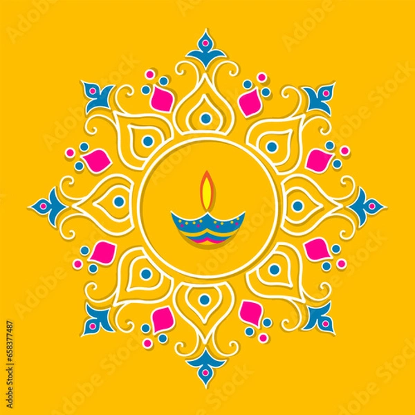 Obraz Decorative Rangoli background with a lamp