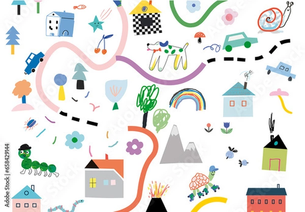 Fototapeta Cute Town Map Poster Layout