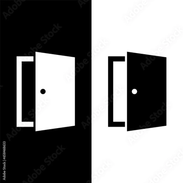 Obraz black and white door icon