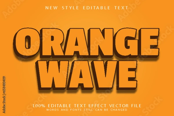 Fototapeta orange wave editable text effect emboss modern style