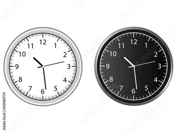 Obraz Black and white clock isolated on white background