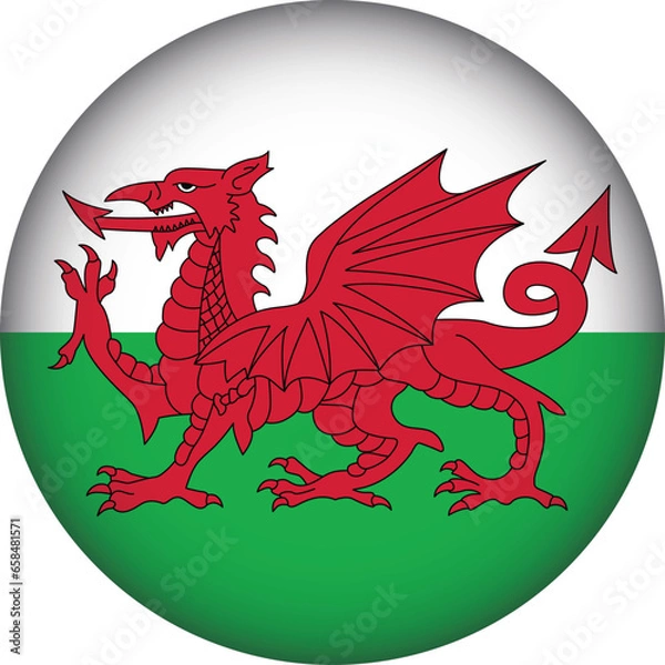 Obraz Wales Flag Round Shape illustration Vector