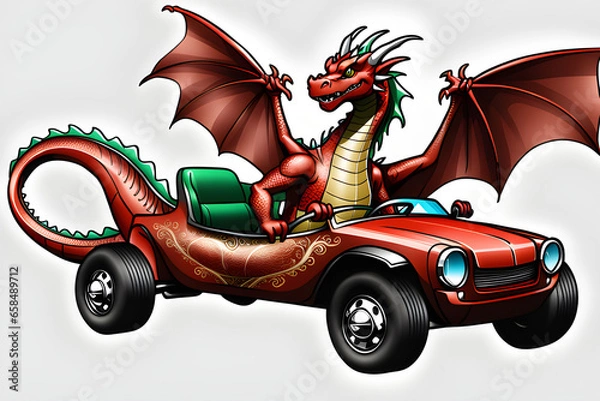 Obraz Draw a dragon driving