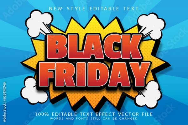 Obraz black friday editable text effect emboss comic style