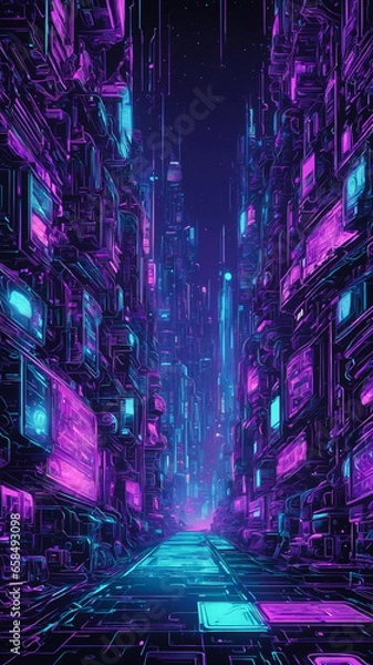 Fototapeta Cyberpunk style technology background