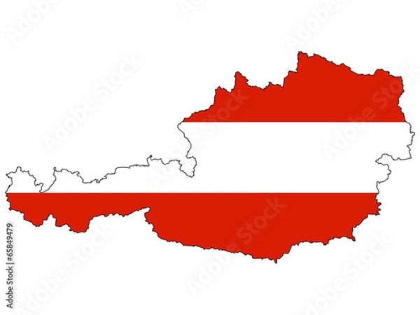 Fototapeta Vector map with the flag inside - Austria.