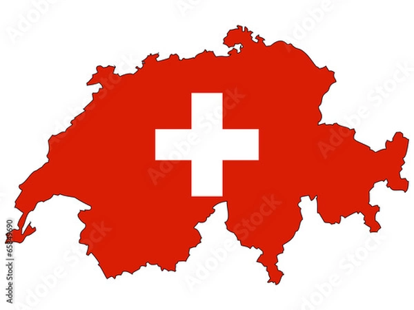 Obraz Vector map with the flag inside - Switzerland.