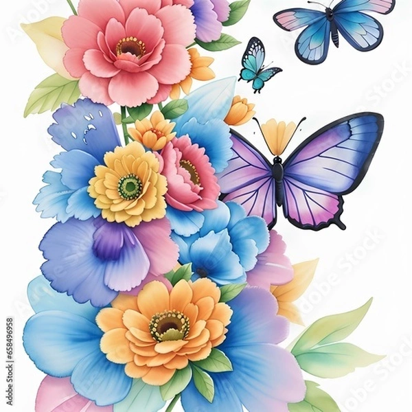 Obraz flowers and butterflies