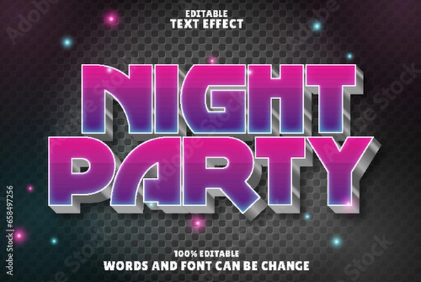 Fototapeta night party editable text effect emboss neon style