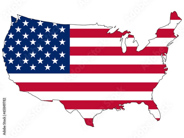 Fototapeta Vector map with the flag inside - United States.