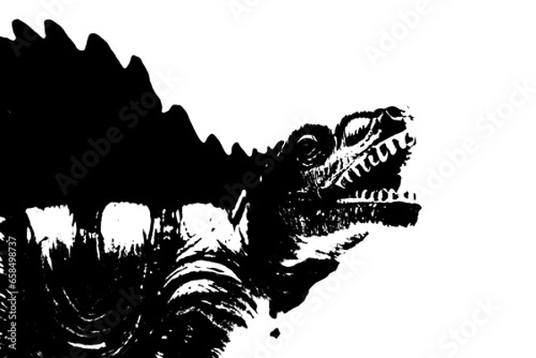 Fototapeta black dinosaur silhouette isolated on white background, model of dinosaurs toys