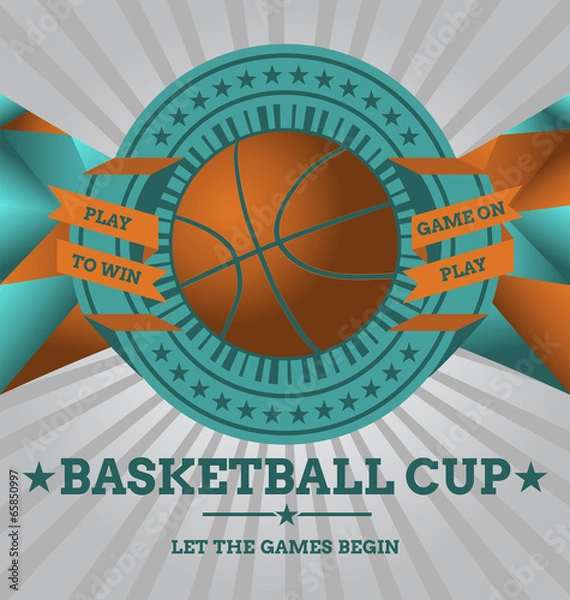 Fototapeta Vector Basketball Emblem with Geometric Background.