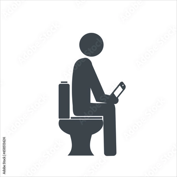 Obraz  Bad habit of using the phone in the toilet concept icon design stock illustration