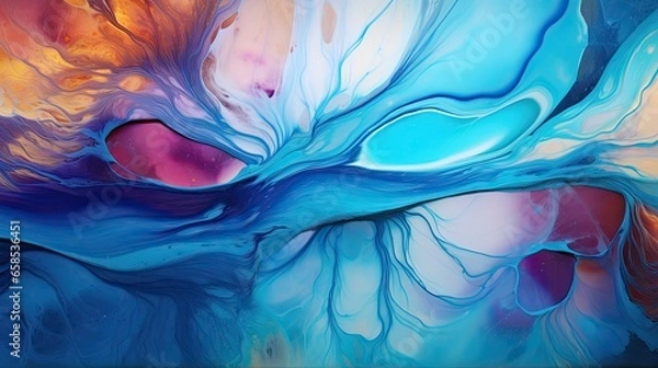 Fototapeta Capturing the Beauty of Currents of Translucent Hues as They Weave Through Metallic Swirls