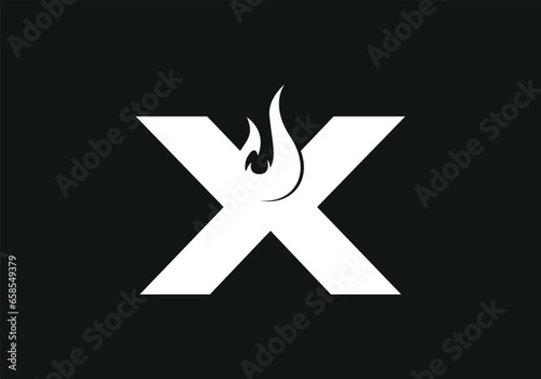 Fototapeta Initial X for Fire Logo Design Vector