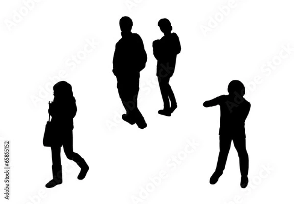 Obraz people walking top view silhouettes set 6