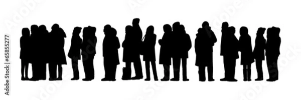 Obraz long people queue silhouette set 1