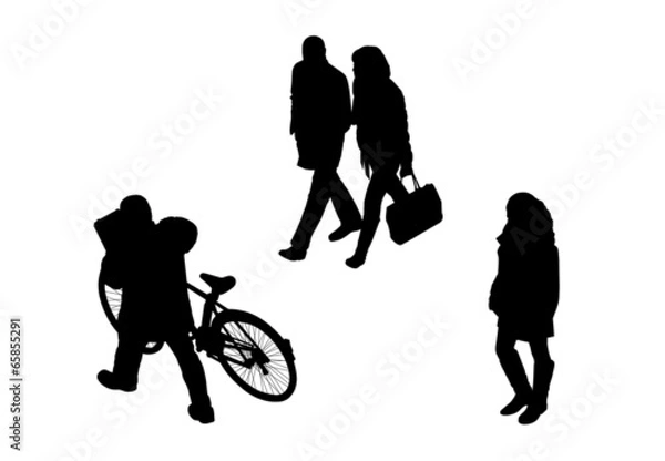 Obraz people walking top view silhouettes set 7