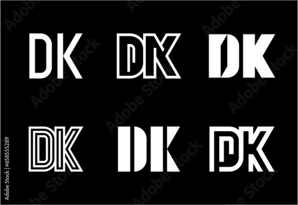 Fototapeta Set of letter DK logos. Abstract logos collection with letters. Geometrical abstract logos