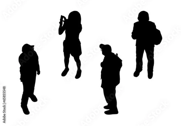 Obraz people walking top view silhouettes set 4