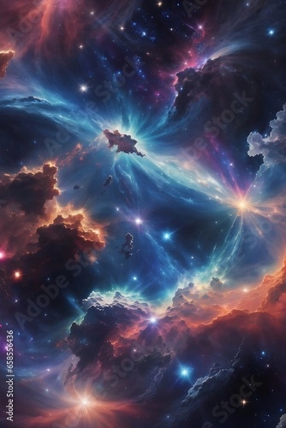 Fototapeta Nebula and galaxies in space. Abstract cosmos background. sky