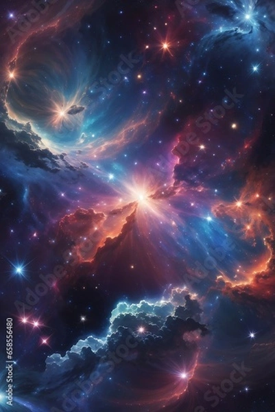 Fototapeta Nebula and galaxies in space. Abstract cosmos background. space