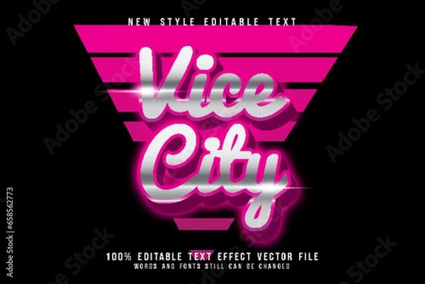 Obraz vice city editable text effect emboss retro style
