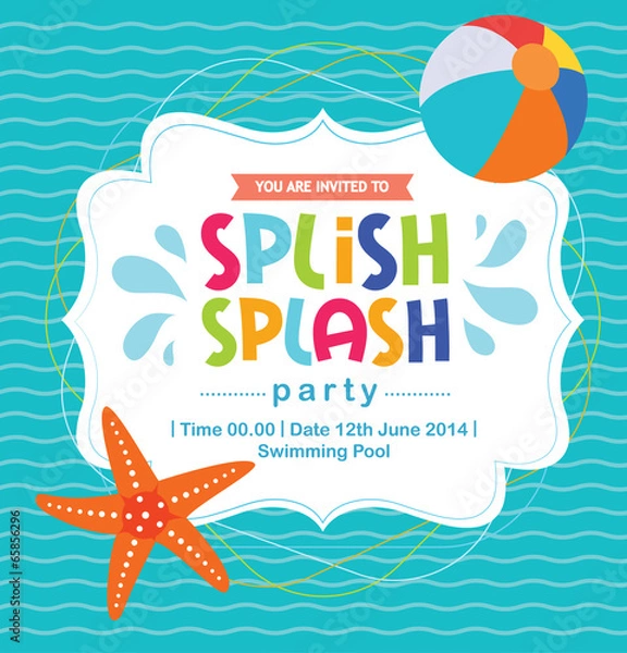 Obraz Birthday card invitation summer fun splash pattern vector