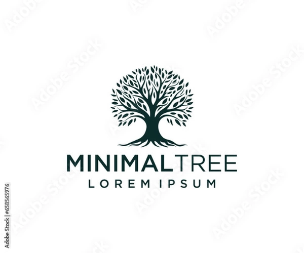 Obraz Abstract vibrant tree logo design, root vector - Tree of life logo design inspiration isolated on white background