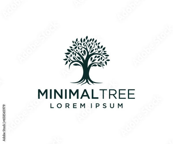 Obraz Abstract vibrant tree logo design, root vector - Tree of life logo design inspiration isolated on white background