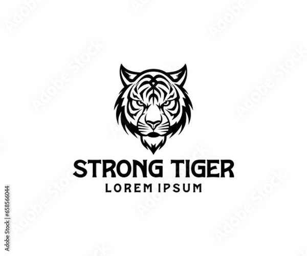 Obraz Tiger head silhouette. monochrome vector