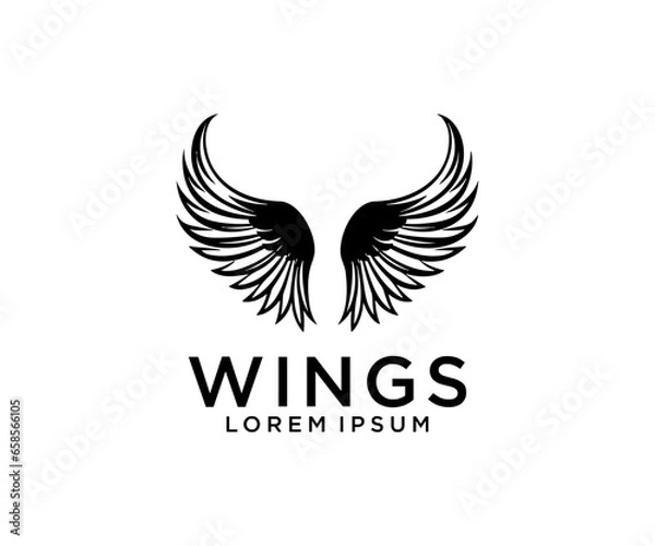 Obraz wings black logo vector illustration
