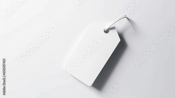 Obraz A precise mockup of a tag or label with editable text isolated on white background top view.
