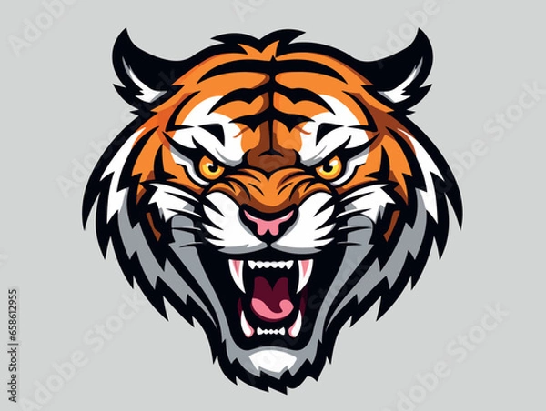 Fototapeta Angry tiger esport logo vector illustration with isolated background