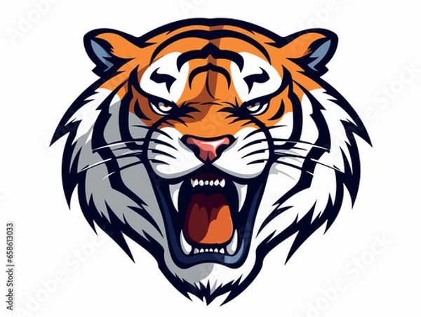 Obraz Angry tiger esport logo vector illustration with isolated background