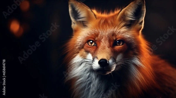 Fototapeta A stealthy fox, its eyes gleaming with intelligence, stalking its prey