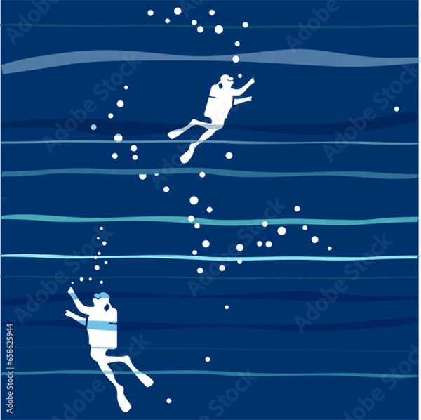 Obraz divers swimming in the sea