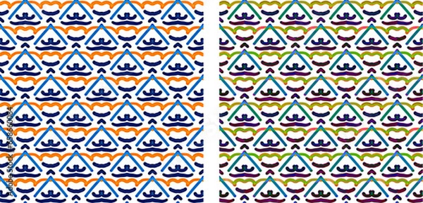 Obraz Abstract Mountain, Cloud, River, Vector Seamless Repeating Pattern Tile Set