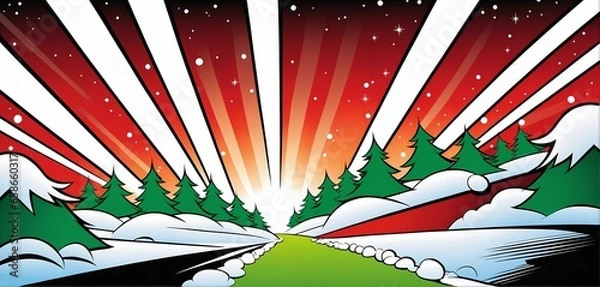 Obraz Abstract christmas winter background comic style illustration
