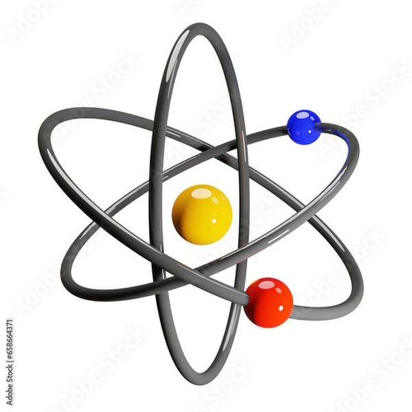 Obraz Orbital model of atom 3d rendering