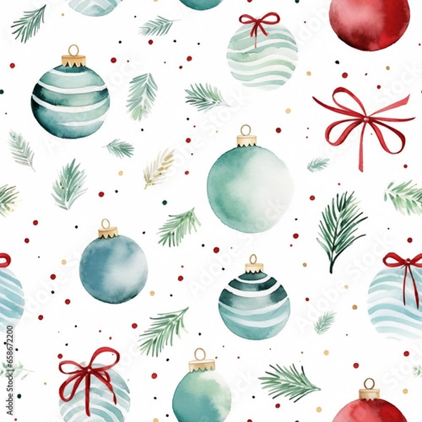 Obraz watercolor Christmas element seamless pattern