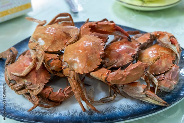 Obraz Steamed crabs on the plate