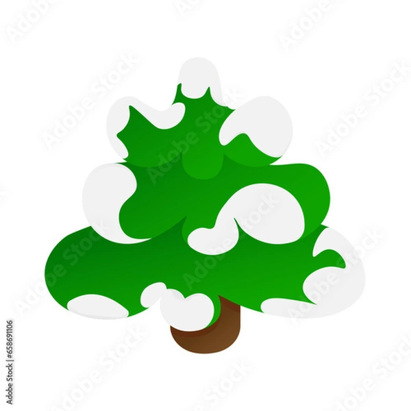 Obraz vector snow christmas tree isolated on white background