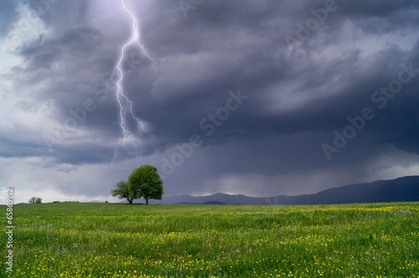 Obraz lightning landscape