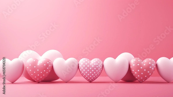 Obraz pink background with hearts