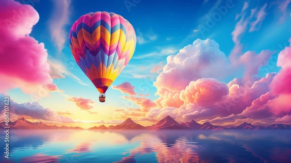 Obraz hot air balloon over sunset