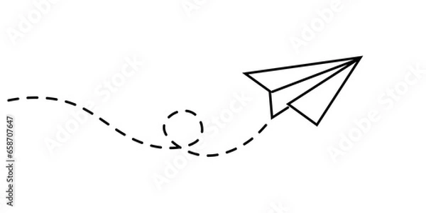 Fototapeta Continuous line paper plane, airplane vector art background. Abstract doodle email, mail plane, travel dream concept air. Business trip abstract illustration. Direction choice concept.