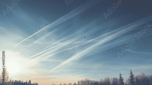 Fototapeta Sky full of contrails