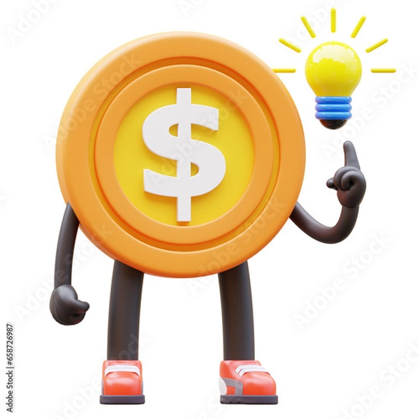 Fototapeta 3D Money Coin Character Get Idea
